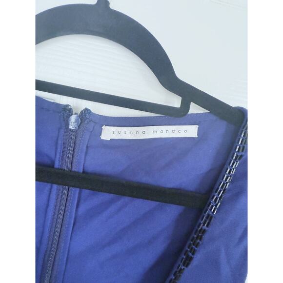 NWT Susana MonacoBeaded Sheath Dress Sleeveless 4  Navy Blue Glam Event Cocktail - Picture 5 of 6